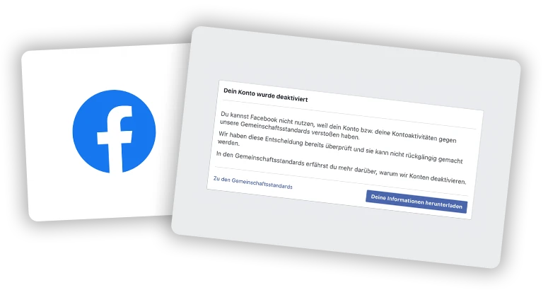 Bei Verstößen gegen Nutzungsbedingungen kann Facebook ein Konto sperren Bei Verstößen gegen Nutzungsbedingungen kann Facebook ein Konto sperren