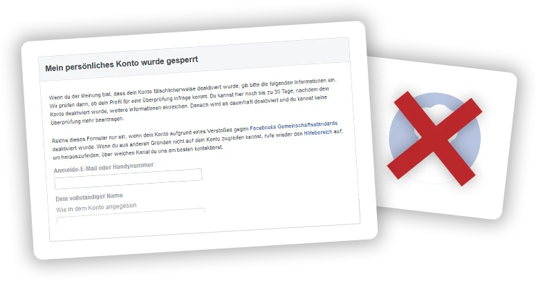 Beim Login wird eine Nachricht über die Sperrung angezeigt Beim Login wird eine Nachricht über die Sperrung angezeigt
