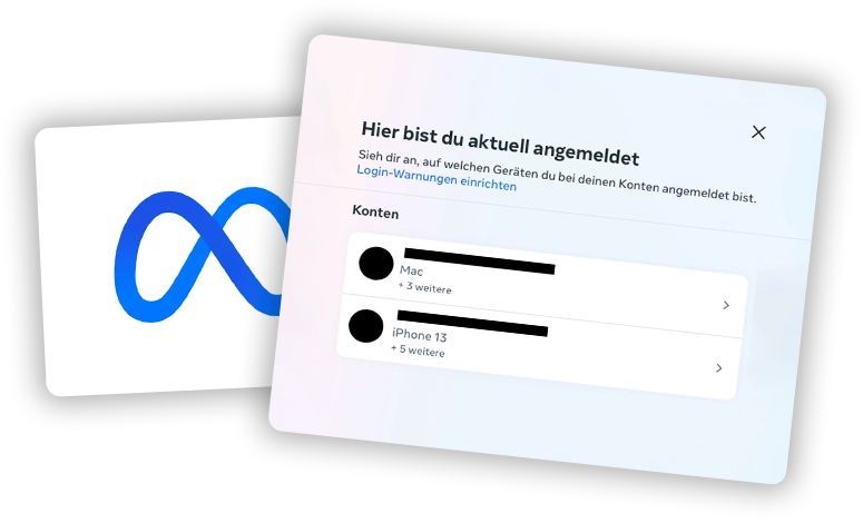 Ansicht Kontoeinstellungen Meta