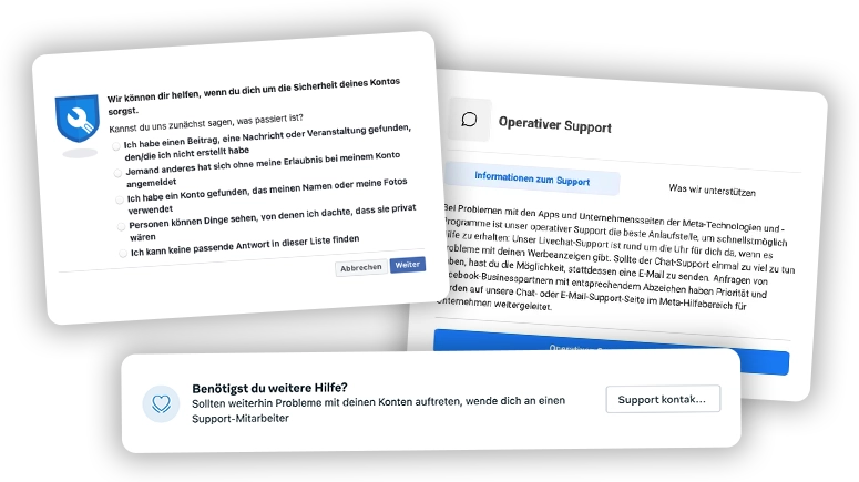 Facebook bietet Support bei gehackten Konten
