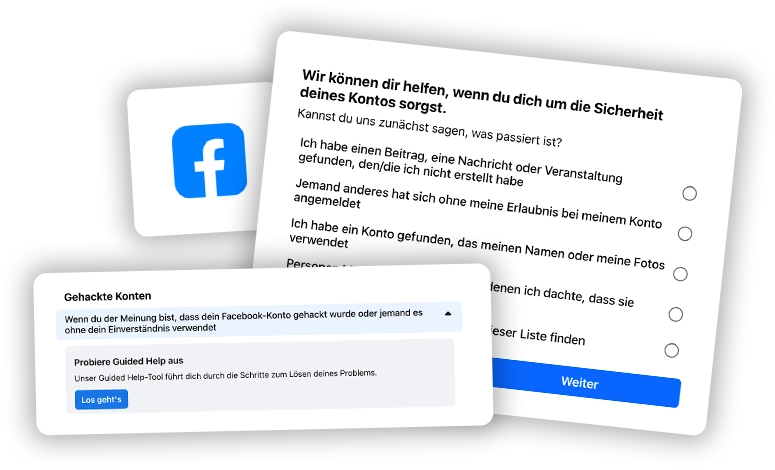 Hacker Phishing - Facebook Profil Zugriff melden