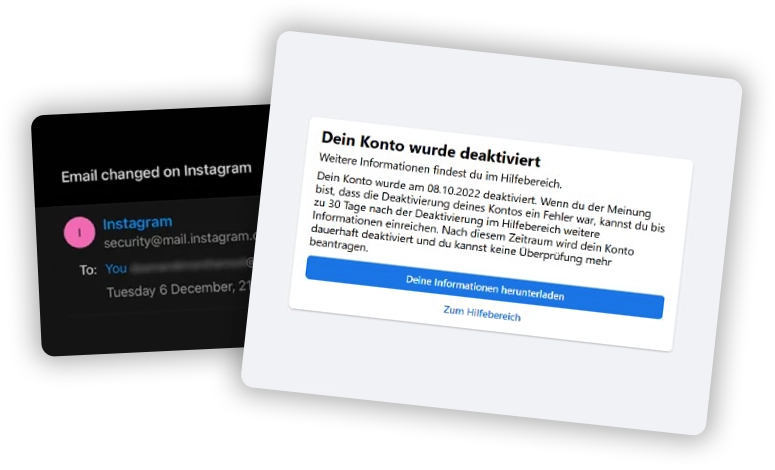 gehacktes Instagram Konto - Änderung e mail Adresse gehacktes Instagram Konto - Änderung e mail Adresse