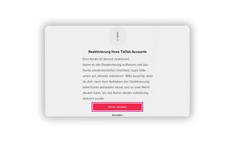 TikTok Konto Löschung abbrechen