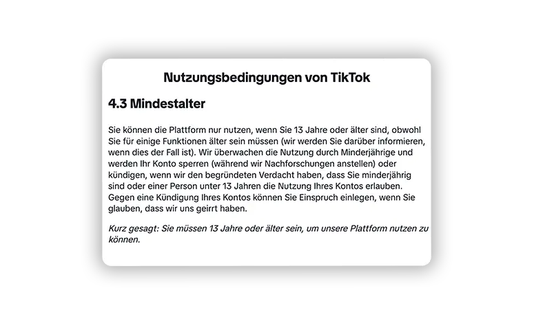 mindestens 13 jahre alt