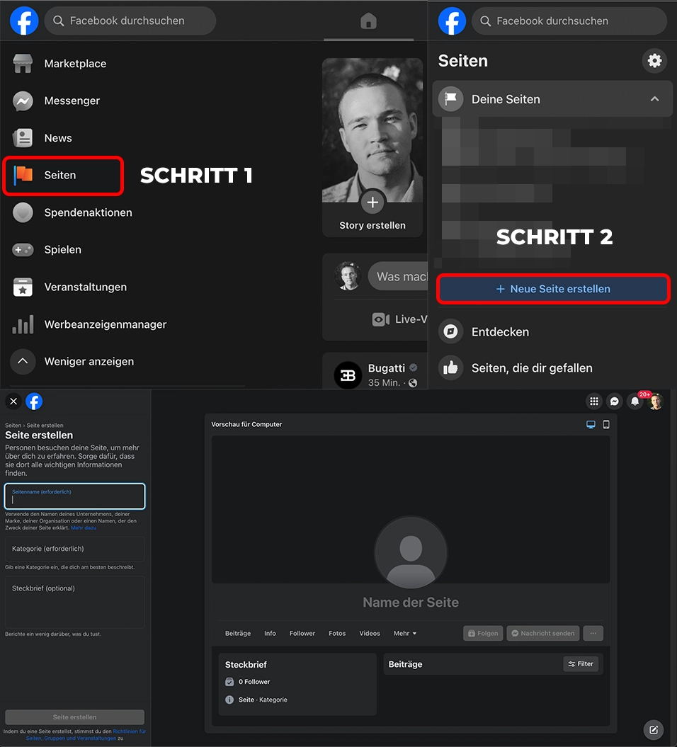 Facebook Seite erstellen Kurzanleitung