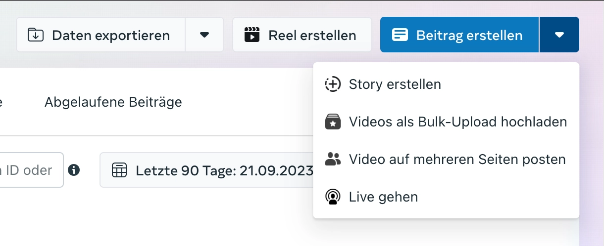 Beiträge hochladen - Content & Planer