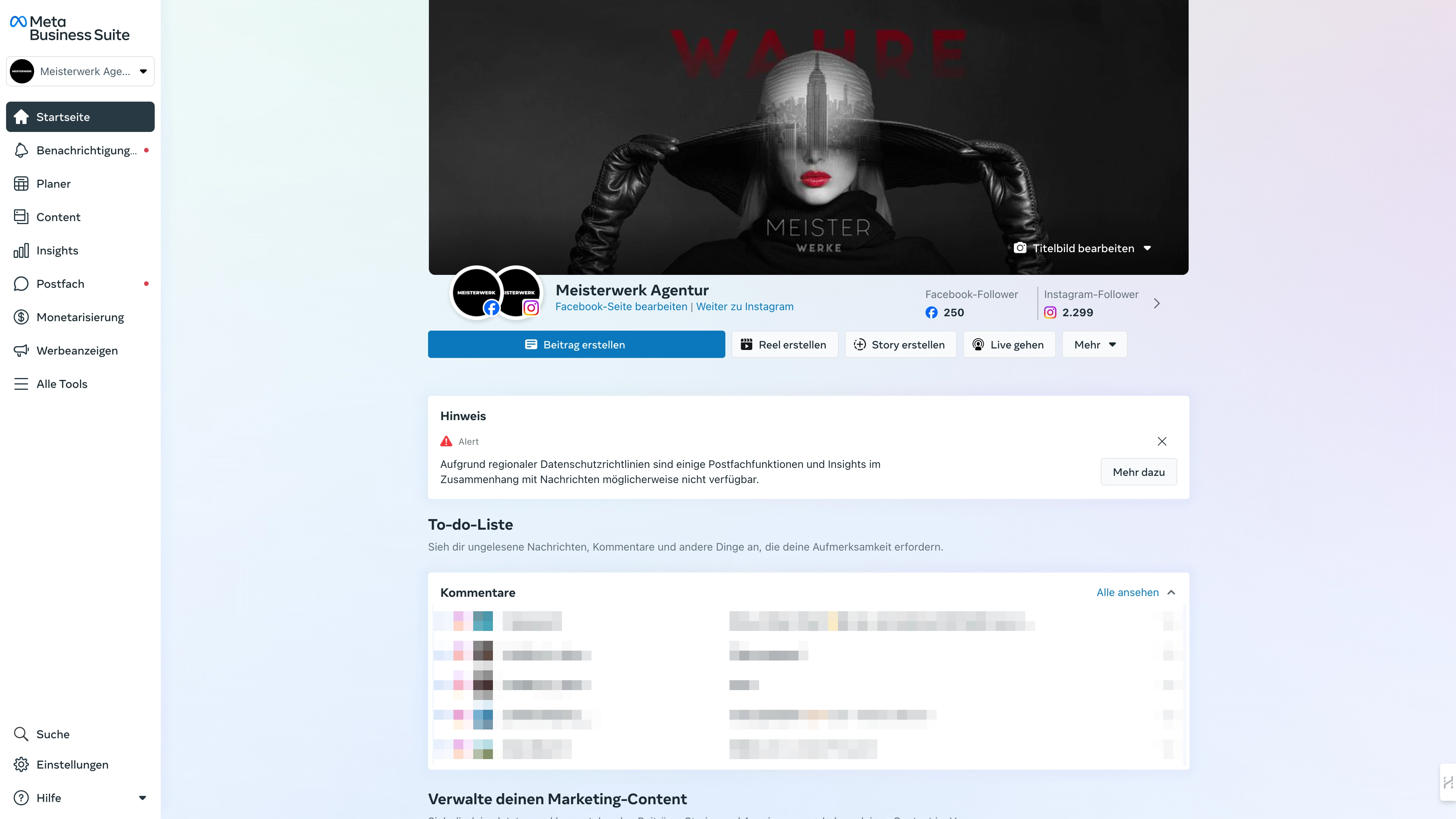 Startseite Meta Business Suite
