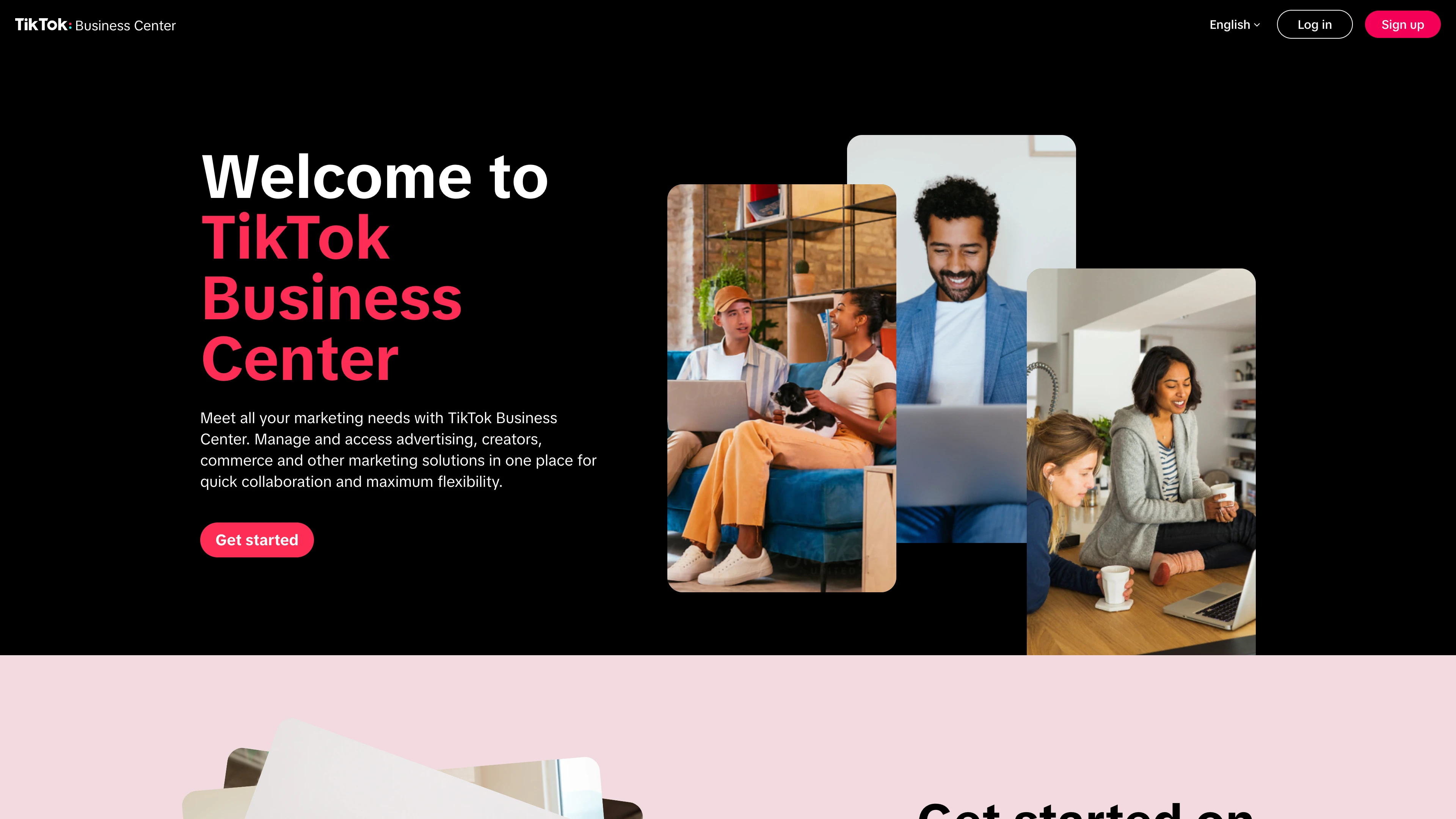 TikTok Business Startseite - Get Started Button